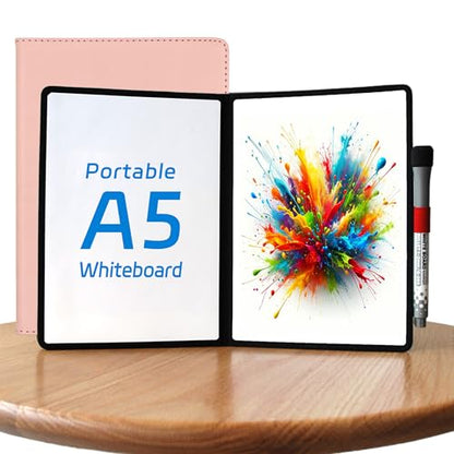 A5 Pocket White Board - Double-Sided Dry Erase Board 8x6 inch - Ultra-Thin 0.3" Portable Whiteboard with Markers & Erase | Anti-Ghosting Surface for Office Home School Student (Double-A5 Pink) - size: Double-A5 Pink
