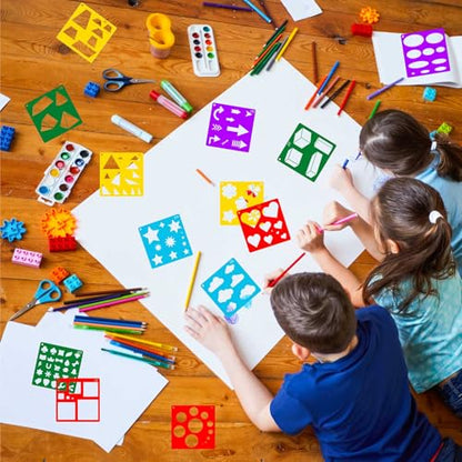 20pcs Geometry Set Shape Drawing Stencils,Drawing Template for Kids Boys Girls DIY Painting & Drawing Educational Home School Crafts Essentials - style: Geometry