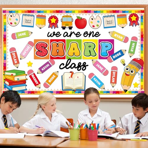 gisgfim Back to School Bulletin Board Decorations We are One Sharp Class First Day of School Classroom Decor Writable Pencil Paper Cutouts Bulletin Board Set for Preschool Elementary Decor Supplies - style: We Are One Sharp Class