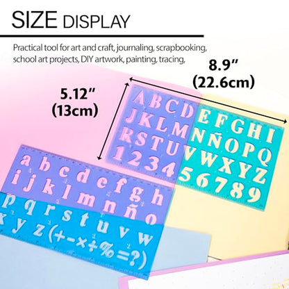 BAZIC 20 mm Transparent Lettering Stencil Ruler Sets, 2 Per Pack (305-24P)