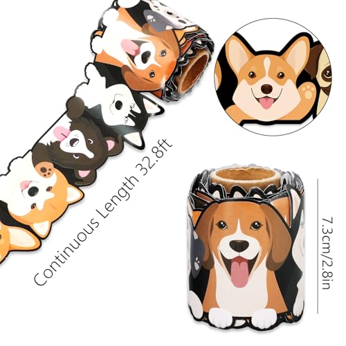 Whaline 32.8 Ft Dog Theme Bulletin Board Border Cute Cartoon Puppy Die Cut Trim Border Roll for Back to School Chalkboard Wall Decor