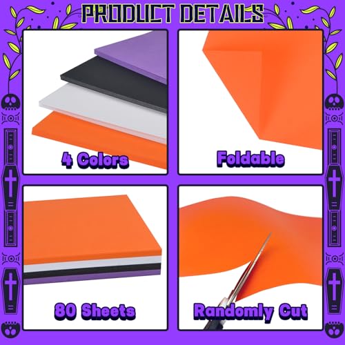 80 Sheets Halloween Cardstock Thick Paper,11.8 x 8.3 Inch Double Sided Paper Card Stock,Scrapbook Papers for Halloween Card Making Party Invitations Greeting DIY Arts Craft Supplies - color: Halloween