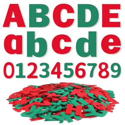 Breling 310 Pieces Felt Letter Bulletin Board Letters Sticker with Number 2" Bulk Self Adhesive ABC Upper Lowercase Sticky Letter for Xmas Gift Bulletin Board Classroom(Christmas Color) - color: Christmas Color