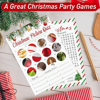 COCHIE 30 Players Christmas Party Games for Adults Family Office Large Groups, Xmas Parties Picture Quiz Game, Riddle Game, Christmas Word Search Games with Answer Key (Xmas Search) - style: XMAS Search