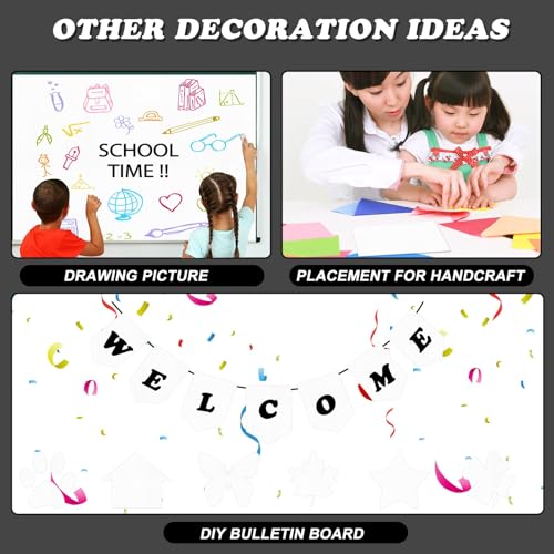 White Bulletin Board Paper Roll,14.8FTx47IN Large Reusable Waterproof Erasable Classroom Wall Background Backdrop, Fade-Resistant Fabric Wrapping Paper School Decors Teacher Supplies - color: White