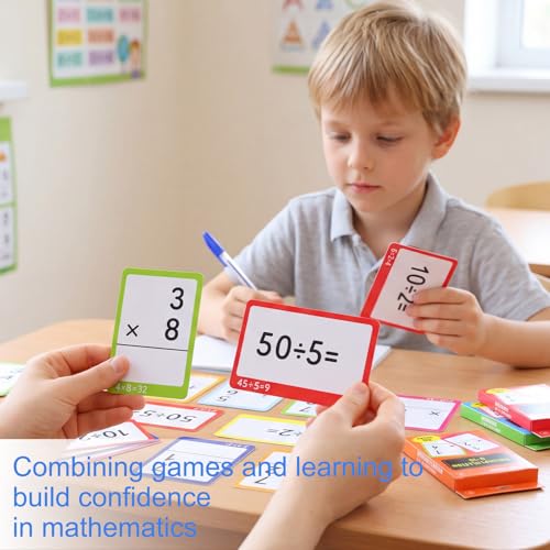 864 Pcs 24 Set Mixed Mathematics Flash Cards - Fractions, and Mathematics Flash Cards with Visual Aids Mastered & Review Sorting for Homeschool Supplies Kids 3rd 4th 5th Grade - style: Mixed Math