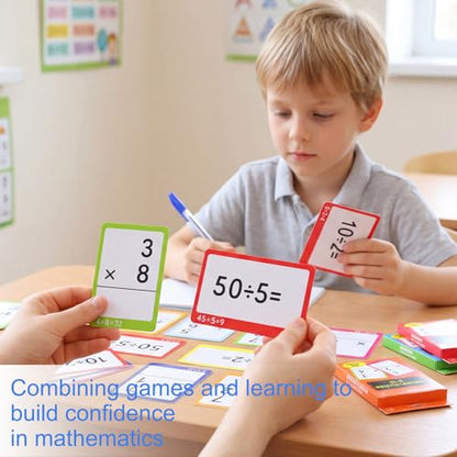 864 Pcs 24 Set Mixed Mathematics Flash Cards - Fractions, and Mathematics Flash Cards with Visual Aids Mastered & Review Sorting for Homeschool Supplies Kids 3rd 4th 5th Grade - style: Mixed Math
