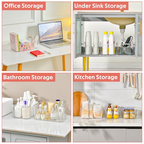 Clear Plastic Storage Bins - 12 Pack Pantry Organizers and Storage, Clear Pantry Organizer Bins, X-Large Plastic Containers with Handle for Kitchen,Freezer,Cabinet,Closet,Bathroom Under Sink - size: X-Large