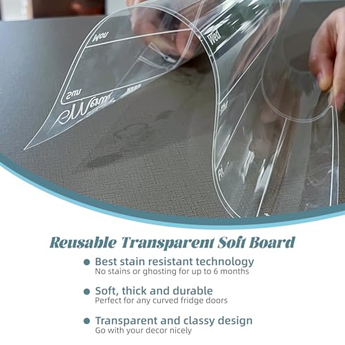 Clear Non-Magnetic Meal Planner Set for Fridge - Dry Erase Transparent Menu and List Board - Sticks to Wall, Glass, Door, Any Smooth Surfaces - style: Menu+List