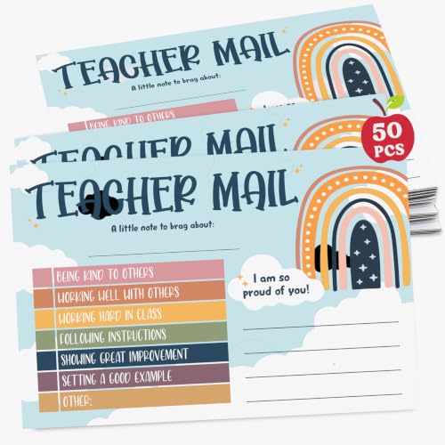 Rainbow Teacher Mail Incentive Cards Note to Parents, Preschool, Elementary Teacher Classroom Must Haves Good Behavior Incentive Cards to Send Home - color: Blue