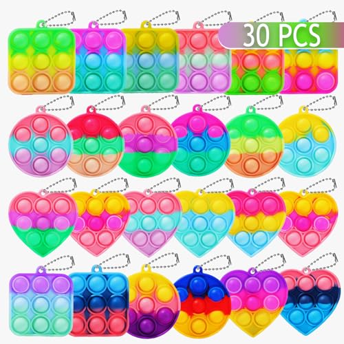 30PCS Bulk Fidget Toys, Party Favors for Kids, Birthday Party Toys, Small Classroom Prizes Box Fidgets Toys for Kids Toddlers Adult, Goodie Bag Stuffers, Treasure Chest, Bubbles Poppers,Relieve Stress - style: mixed-30