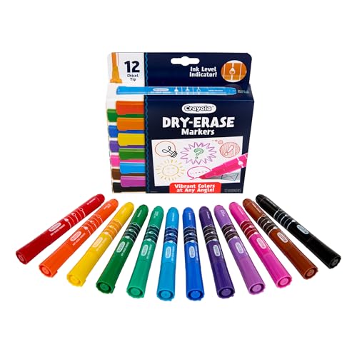 Crayola Take Note Dry Erase Markers for School (12ct) Teacher Classroom Supplies, Chisel Tip Whiteboard Markers, Must Haves - size: 12Count, style: Dry Erase Markers