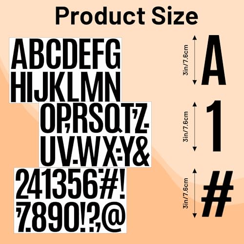 520 Pcs Letter Stickers Vinyl Mailbox Numbers and Letters, 30 Sheets Large Alphabet Number Stickers Self-Adhesive Waterproof Sticker Letters for Window Vehicle Bulletin Poster Board (Black, 3 Inch) - color: Black, size: 3 Inch