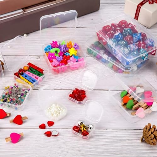 SATINIOR 24 Packs Small Clear Plastic Beads Storage Containers Box with Hinged Lid for Storage of Small Items, Crafts, Jewelry, Hardware(4.45 x 3.3 x 1.18 Inches) - size: 4.45 x 3.3 x 1.18 in
