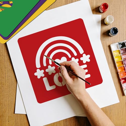 CUTHOLLOW 25 PCS Vintage Peace Painting Shape Stencils Sets - 8 Inch Reusable&Washable Drawing Template, Different Retro Primary Themed Sidewalk Chalk Art Stencils Kit for Craft Room Wall Paper - style: 25pcs-Vintage Peace Patterns