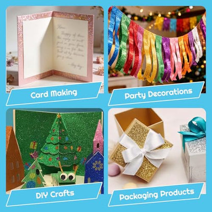 20 Sheets 20 Colors Glitter Cardstock A4 250 GSM Shiny Glitter Paper Premium Sparkly Card Stock for Holiday Crafts Cricut Card Making Scrapbooking DIY Art Projects Supplies
