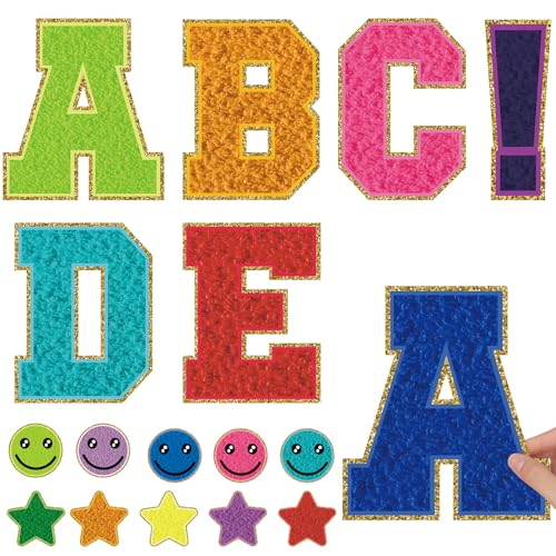 Mooliwe 120 Pcs 7 Inch Large Bulletin Board Letters Set Colorful Fluffy Alphabet Printing Chenille Cutout Letters Set with Adhesive Dots for Poster Board, Party, and Classroom Decor - color: Fresh Colors, style: Fluffy
