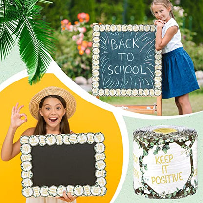 Panelee Inspirational Eucalyptus Border 68.9 Feet Bulletin Board Border Butterflies Flowers Bee Space Inspirational Cute Decor for Classroom Bulletin Boards Chalkboard Wall Decor - style: Eucalyptus