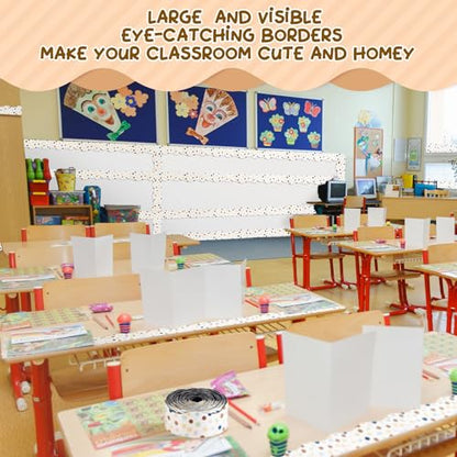 Tellegloww 36 ft Scalloped Magnetic Border Magnetic Border for Whiteboard Bulletin Board Borders Reusable Rolled Borders Trim for Office Chalkboard(Polka Dot) - style: Polka Dot