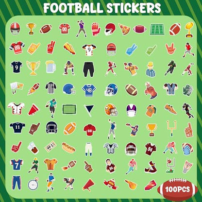 Football Stickers for Kids - 100 PCS Football Party Decorations for Super Game Bowl 2027 | Game Day Party Favors Supplies Decor - Toys Games Gifts Crafts for Toddlers - style: Football