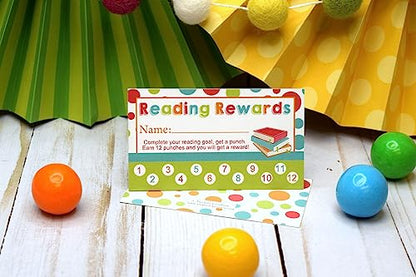 Reading Themed Reward or Prize Punch Cards for Parents & Kids,1 set of 10 3.5" X 2” Double Sided Cards by AmandaCreation - style: Reading