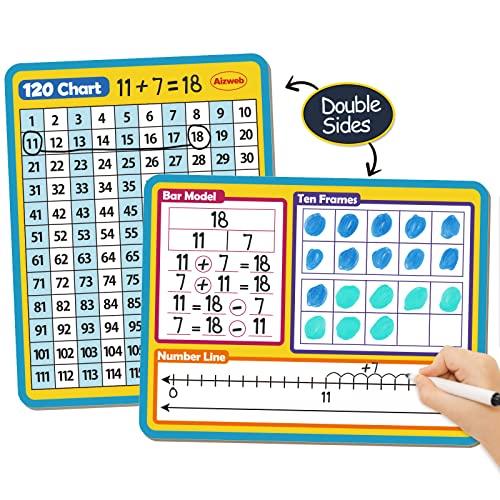 Dry Erase Number Line Whiteboard, 9" x 12" Double-Sided 120 Number Chart, Math Manipulatives White Board for Kids Students, Classroom and Home, Small White Board Dry Erase (Number Line) - style: Number Line