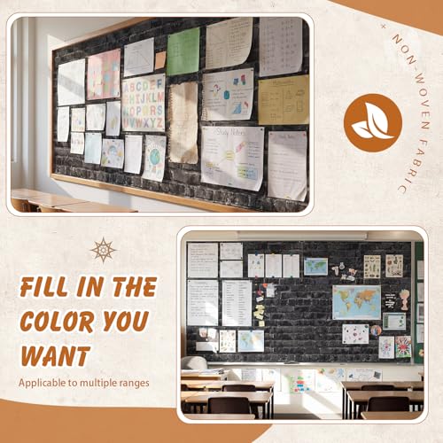 Breling Black Non-Woven Brick Bulletin Board Roll Heavy Duty Reusable Waterproof Erasable Bulletin Board 24inch*60ft Fade Resistant Wrinkle Resistant Poster Fabric Background Roll for Classroom - color: Black