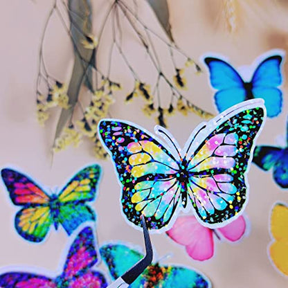 32 Sheets Holographic Sticker Paper Clear Vinyl Self Adhesive Waterproof Rainbow Transparent Overlay Film A4 Size Holographic Overlay with 4 Styles Mixed - style: Stars,rainbow,sparkle,broken Glass