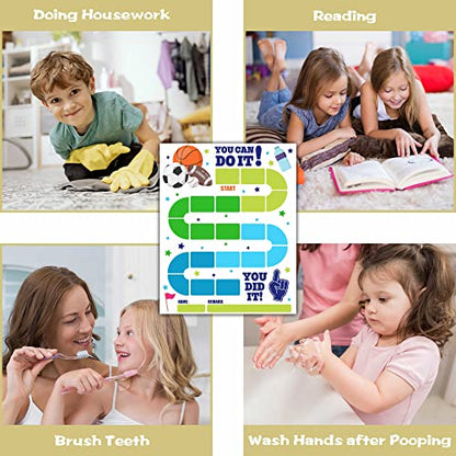 10 Sports Reward Chart with 216 Round Stickers, Incentive Behavior Chart for Kids at Home Classroom, Kids Routine Daily Chore Sticker Chart-A14 - style: Sports Reward Chart with