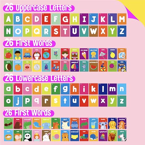 SpriteGru Alphabet Flash Cards, 52 Double Sided Cards, Uppercase & Lowercase Letter Cards, Letters and Sight Words Learning Cards for Preschool and Toddlers Learning - style: Alphabet Flash Card