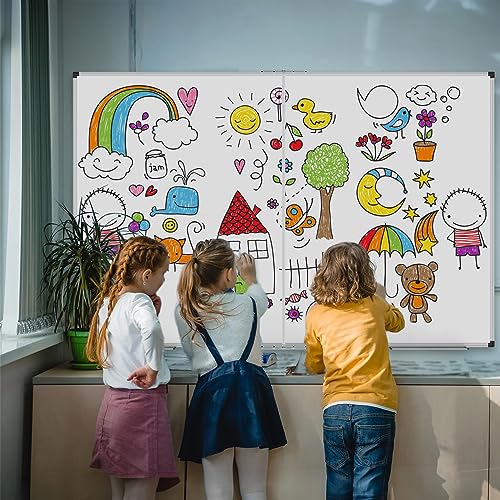 XBoard Magnetic Whiteboard 60 x 48 Inch, Dry Erase Board for Wall with Silver Aluminum Frame Foldable Presentation Board - size: 60"W x 48"H