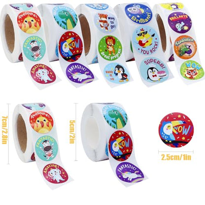 2500Pcs Stickers for Kids Classroom, Animals Themed Design Teacher Students Reward Stickers for School Classroom Supplies - size: 2500Pcs