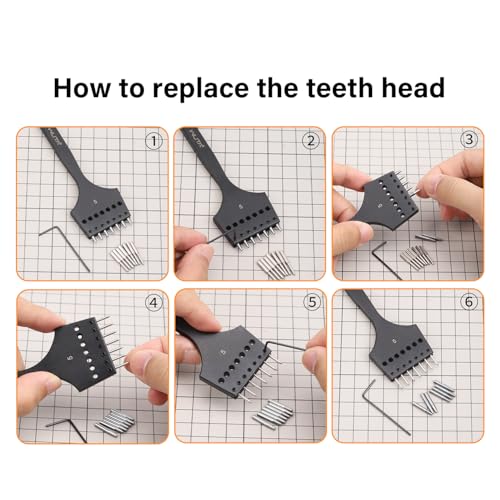 WUTA 3nd Removable Round Hole Pricking Irons, Professional Working Hole Punch Set for DIY Leather Craft（60 x Side Punch Head） - size: 3nd 60 Pcs Side Punch Head