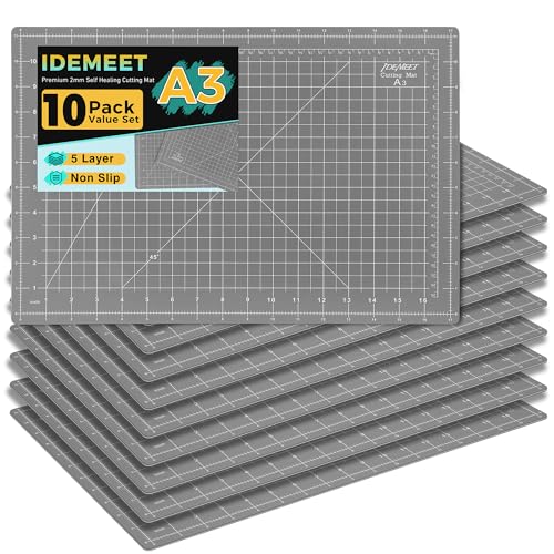 Premium 10 Pcs Self Healing Cutting Mat 18'' x 12'', A3 Non-slip Sewing Mat for Quilting, 5-Ply Rotary Cutting Board Double-Sided for Crafts Cutting Fabric Scrapbooking Modeling Projects - color: Anthracite Gray, size: 18‘’x12‘’(10 Pack)