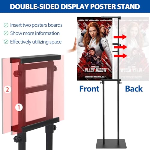 Pedestal Poster Sign Stand for Double Sided Display, Adjustable Poster Board Stand Height Up to 80", Heavy Duty Floor Standing Sign Holder for Board, Foam, Banner Display Stand, Black 1Pack - size: 1 Pack Poster Stand