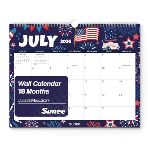 SUNEE Wall Calendar 2026-2027 18 Months Jul. 2026 - Dec. 2027, 14.5"x11.5" Big Grid Hanging Calendar with Note for Organizing & Planning, Monthly Calendar 2026-2027 with Last Month and Next Month, Seasons Color - color: Seasons