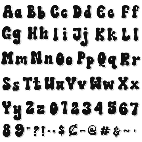 Engrowtic Black 300 Pcs Black Letters Cutout for Bulletin Board Retro Groovy Classroom Decor 4" Letters Upper and Lowercase Alphabet, Numbers, Symbols Cutout for Class Wall Party Decor - color: Black