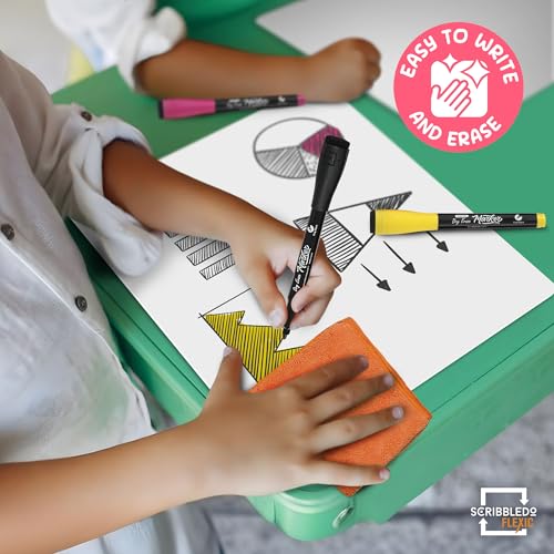 SCRIBBLEDO XY Graph Dry Erase Sheets 9”x12” Math Practice Small White Board Dry Erase Sheets Math Manipulatives Grid Whiteboard Sheets Math Supplies Homeschool Teacher Students Classroom Pack of 10