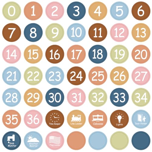 COCHIE Colorful Line Up Spots for Classroom Floor Decorations, 52PCS 4" Number Stickers for Teachers, Vinyl Floor Dots Decals, Back to School Supplies for Preschool, Kindergarten (Boho, 4") - size: 4", style: Boho B