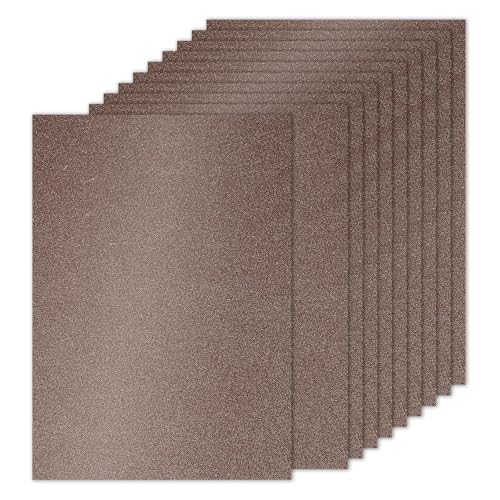 PATIKIL 10 Sheets Brown Glitter Cardstock 8.5 x 11 in, Glitter Card Stock Paper Rectangle Premium Sparkly Paper Craft Cardstock Paper 250gsm for Scrapbook Card DIY Art Wedding Party - color: Brown, size: 8.5x11 Inch