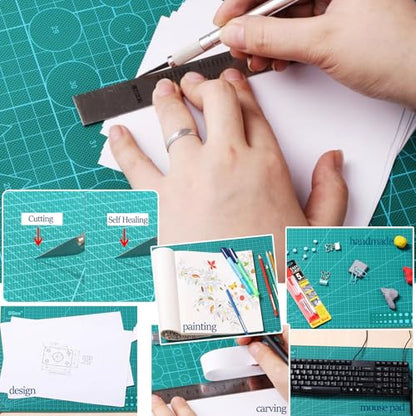 Self Healing Cutting Mat with Grid for Handmade Paper Cutting, Leather Crafts, Carving, Desktop Protectors 5-Ply Quilting Board A3-45x30x0.3cm(18 x12 x 0.118in Green) - size: 17.7"L x 11.8"W