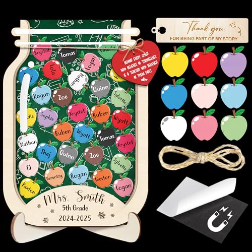 Apple Magnetic Reward Jar Personalised Gift for Teacher Colorful Classroom Decor Custom Student Name Token Reward for Kids Good Behavior Potty Training Management Tools Teacher Back to School Gifts - size: Custom, style: Apple