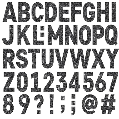 24 Sheets Large Letter Stickers 4 Inch Big Font 282 Pcs Glitter Alphabet Number Stickers Self Adhesive Stick on Letters for Poster Board Bulletin Board Mailbox Crafts Classroom Home Decor(Black) - color: Black, size: 4 Inch