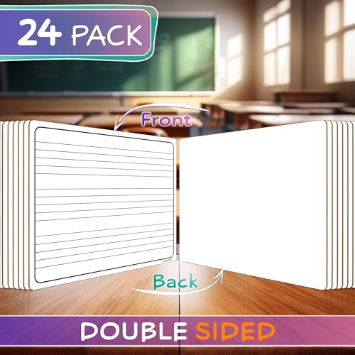 SCRIBBLEDO 24 Pack Dry Erase Music Staff White Boards 9" X 12 Inch Lapboard Double Sided Musical Notes whiteboard for Kids Students, Musicians and Home Erasers Included