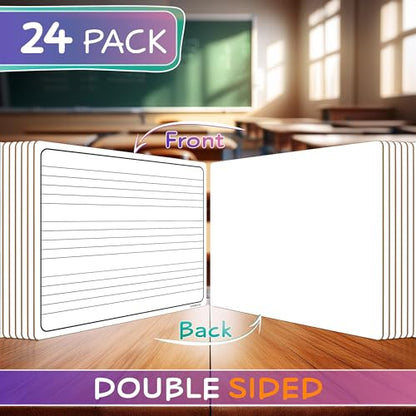 SCRIBBLEDO 24 Pack Dry Erase Music Staff White Boards 9" X 12 Inch Lapboard Double Sided Musical Notes whiteboard for Kids Students, Musicians and Home Erasers Included