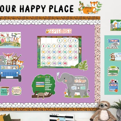 CTP Jungle Friends Calendar Set Bulletin Board Top Classroom Decorating Accents (Creative Teaching Press 10919) - color: Jungle Friends