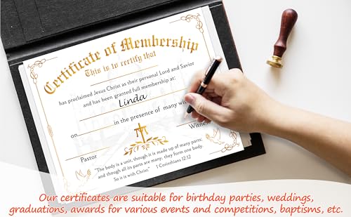 Church Membership Certificates for New Members, 25 Pcs Gold Foil Recognition Certificate, Certificates of Membership Gifts for New Church Members, Christian Religious Favors & Supplies -17 - style: Gold Foil-02