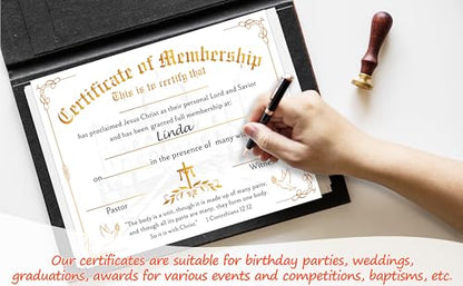 Church Membership Certificates for New Members, 25 Pcs Gold Foil Recognition Certificate, Certificates of Membership Gifts for New Church Members, Christian Religious Favors & Supplies -17 - style: Gold Foil-02