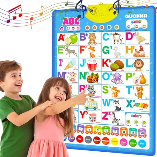 QUOKKA Educational Toys for Kids 5-7 Year Old - Vertical ABC Learning Wall Chart for Toddlers Age 3 4 6+ - Interactive Speech Therapy Poster Boy Girl - Autism Puzzle Game 8-10-12 - style: ABC Vertical Blue