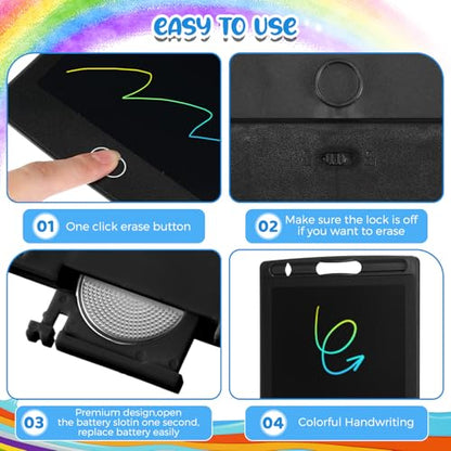 Zhehao 48 Pieces LCD Writing Tablet for Kids 8.5 Inch Doodle Pads Bulk Erasable Drawing Doodle Board Drawing Pads Learning Toy for Valentine Easter Gift Boys Girl Age 3-10(Black) - color: Black
